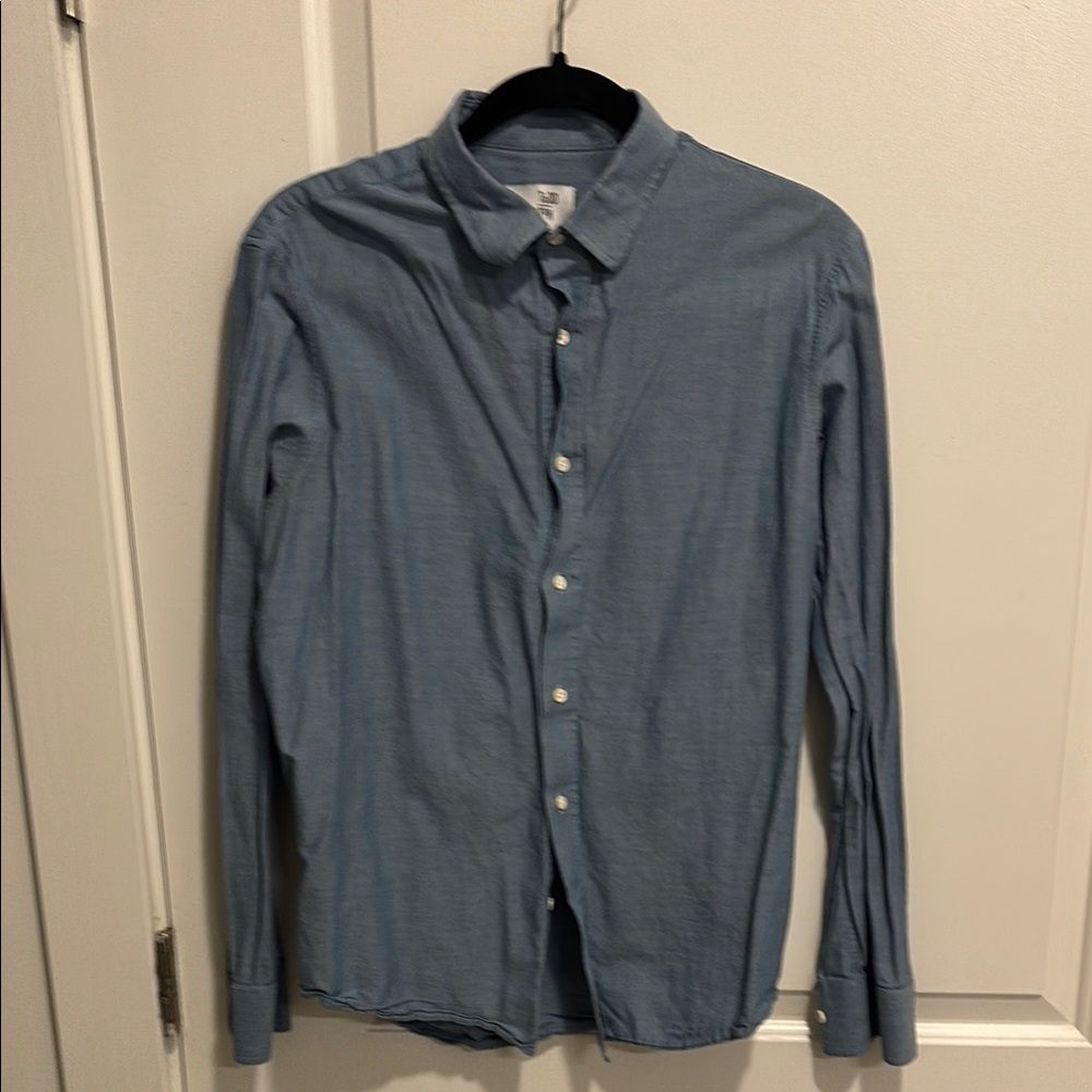 Casual Blue Button Down Shirt with Standard Collar